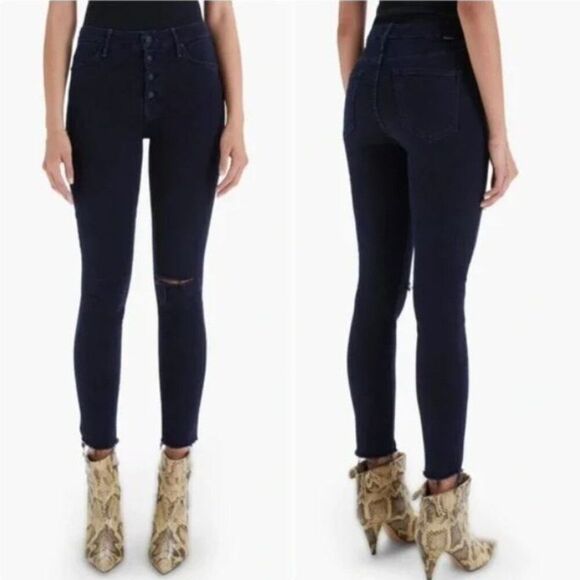 New Mother The Pixie Ankle Fray Mid Rise Jeans in Holding Hands Tightly size 24 - Picture 3 of 15